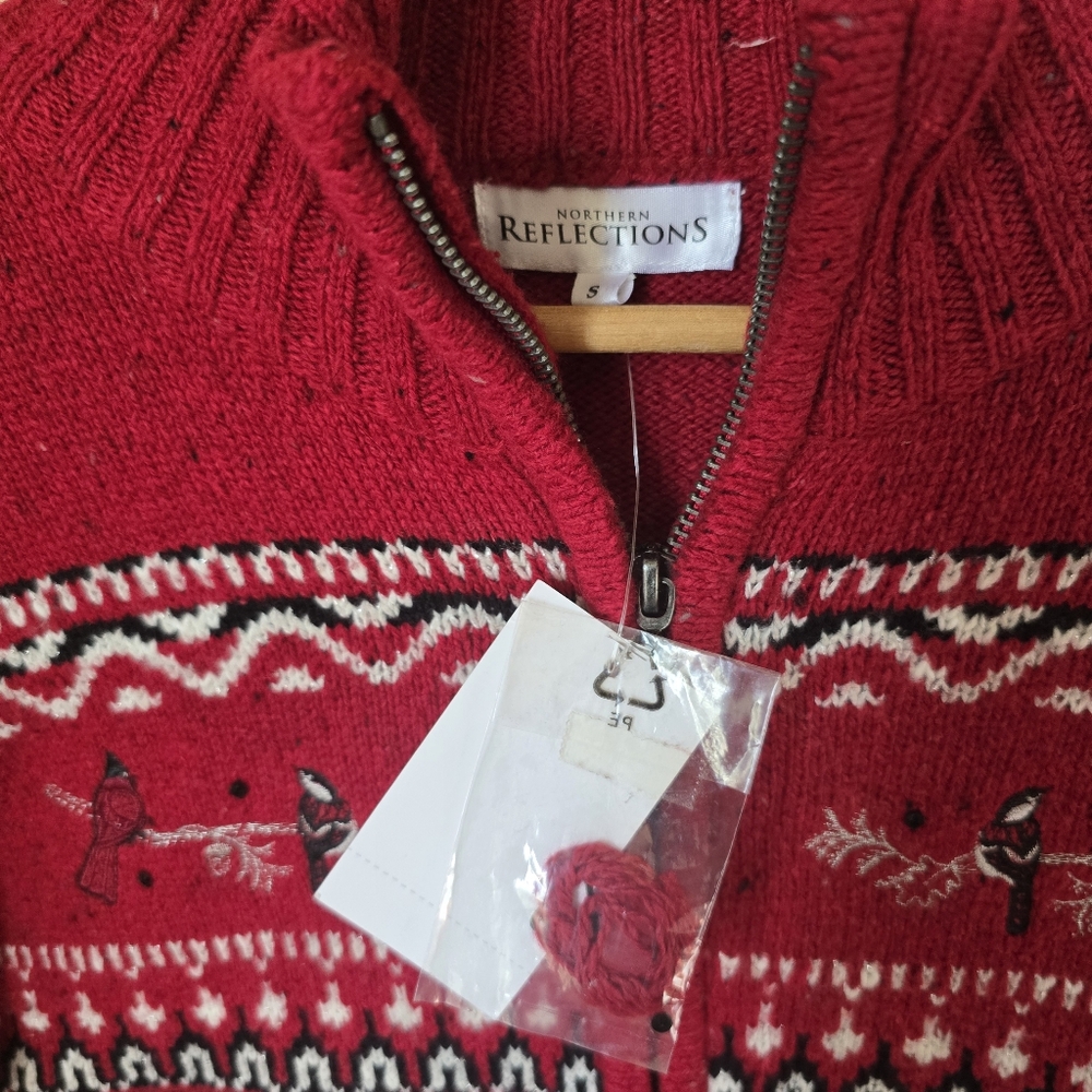 Northern Reflections Cardinal Acrylic Zip Up Sweater Red Womens Small NWT - Picture 6 of 13